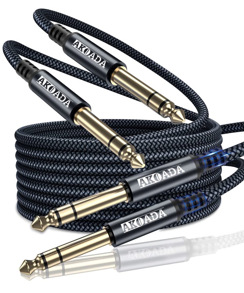 AkoaDa 1/4 Inch TRS Instrument Cable 10ft 2Pack 6.35mm Guitar Bass AMP Cord 6.35mm 1/4 TRS Balanced Stereo Audio Male to Male Cable for Electric Guitar,Bass,Keyboard,Mixer,Amplifier,Speaker - Image 1